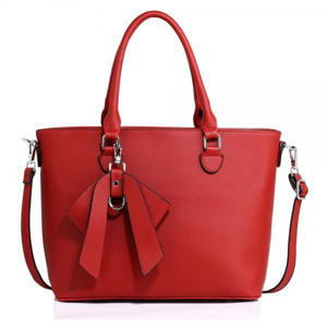 Red Tote Bag with Bow Charm